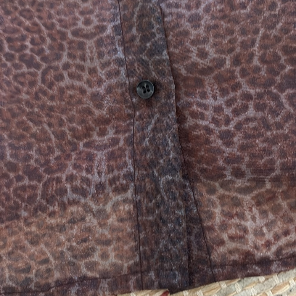 NASTY GAL leopard spot sheer button down with dramatic puff sleeves - Picture 3 of 6